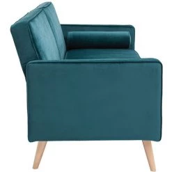 MILIBOO Canapé Convertible Scandinave 3 Places Velours Bleu Pétrole MOORE - Bleu Pétrole Velours -France MILIBOO Soldes 2022 60376255 4