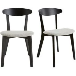 MILIBOO Chaises Bois Noir Et Tissu Gris Clair (lot De 2) APRIL - Noir