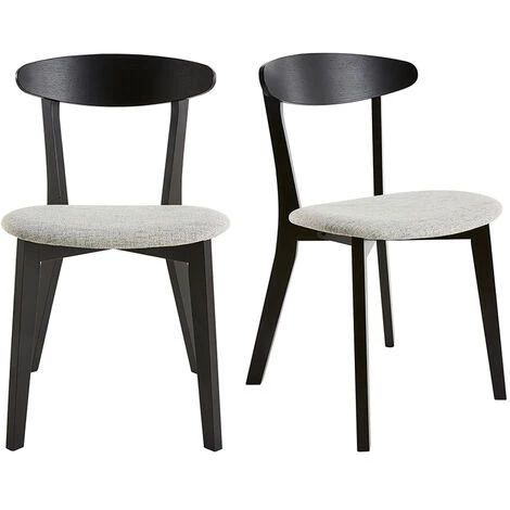 MILIBOO Chaises Bois Noir Et Tissu Gris Clair (lot De 2) APRIL - Noir 3 MILIBOO Chaises Bois Noir Et Tissu Gris Clair (lot De 2) APRIL - Noir