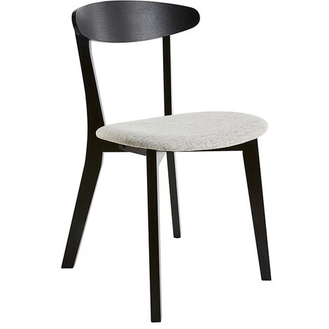 MILIBOO Chaises Bois Noir Et Tissu Gris Clair (lot De 2) APRIL - Noir 5 MILIBOO Chaises Bois Noir Et Tissu Gris Clair (lot De 2) APRIL - Noir – Image 3