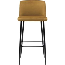 MILIBOO Tabouret De Bar Fixe Velours Bronze Et Pied Métal Noir H78 MONTI - Bronze Velours