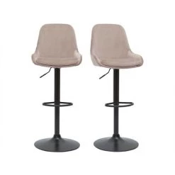 MILIBOO Tabourets De Bar Design Réglables Velours Taupe (lot De 2) HOLO - Taupe Velours
