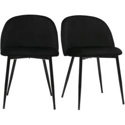 MILIBOO Chaises Design En Velours Noir Et Métal Noir (lot De 2) CELESTE - Noir Velours