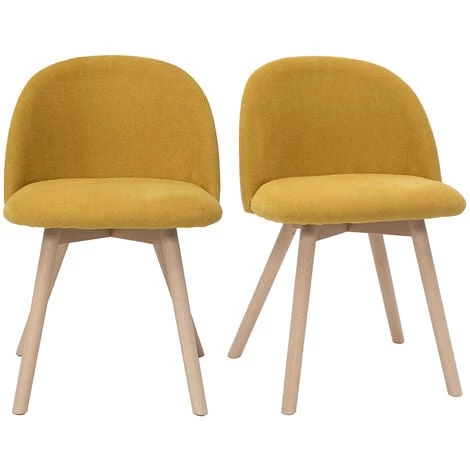 MILIBOO Chaises Scandinaves En Tissu Effet Velours Jaune Moutarde Et Hêtre Massif (lot De 2) CELESTE - Jaune Velours 3 MILIBOO Chaises Scandinaves En Tissu Effet Velours Jaune Moutarde Et Hêtre Massif (lot De 2) CELESTE - Jaune Velours