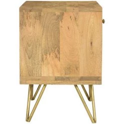 MILIBOO Table De Chevet Gravée En Manguier Massif Et Métal Doré LINUM - Naturel -France MILIBOO Soldes 2022 60502677 4