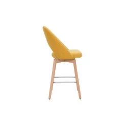 MILIBOO Tabourets De Bar Scandinaves Tissu Effet Velours Texturé Jaune Et Hévéa Massif 65 Cm (lot De 2) COSETTE - Jaune Velours -France MILIBOO Soldes 2022 60626070 4