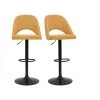 MILIBOO Tabourets De Bar Relevables Tissu Effet Velours Texturé Jaune Et Métal Noir (lot De 2) COSETTE - Jaune Velours -France MILIBOO Soldes 2022 60720053 1
