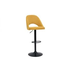 MILIBOO Tabourets De Bar Relevables Tissu Effet Velours Texturé Jaune Et Métal Noir (lot De 2) COSETTE - Jaune Velours -France MILIBOO Soldes 2022 60720053 3