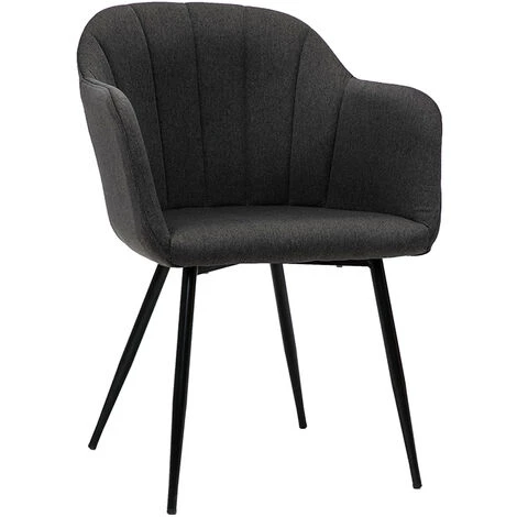 MILIBOO Chaise Design Tissu Gris Foncé Et Pieds Métal Noir MILLY - Gris Foncé 4 MILIBOO Chaise Design Tissu Gris Foncé Et Pieds Métal Noir MILLY - Gris Foncé – Image 2