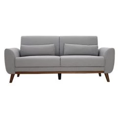 MILIBOO Canapé Scandinave 3 Places En Tissu Gris Clair Et Bois Foncé EKTOR - Gris Clair