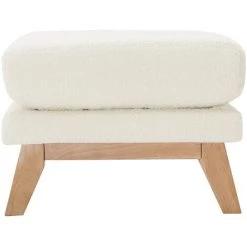 MILIBOO Pouf Repose-pieds Scandinave Déhoussable Blanc Effet Laine Bouclée OSLO - Blanc