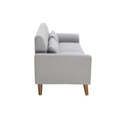 MILIBOO Canapé Scandinave 2 Places Tissu Gris Clair Et Bois Foncé EKTOR - Gris Clair -France MILIBOO Soldes 2022 60856878 3