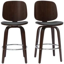 MILIBOO Tabourets De Bar Design Pivotants Noirs Et Noyer H66 Cm (lot De 2) BECK - Noyer / Noir