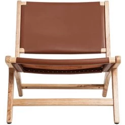 MILIBOO Fauteuil Ethnique Marron Et Bois BONDI - Marron Clair