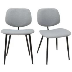 MILIBOO Chaises En Tissu Gris Clair Et Métal Noir (lot De 2) TOBIAS - Gris Clair