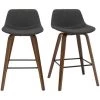 MILIBOO Tabourets De Bar Design Gris Foncé Et Noyer H65 Cm (lot De 2) NONIE - Gris Anthracite -France MILIBOO Soldes 2022 61085258 1