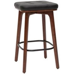 MILIBOO Tabourets De Bar Vintage Noirs Et Bois Foncé 65 Cm (lot De 2) GRAMMA - Noyer / Noir -France MILIBOO Soldes 2022 61085262 3