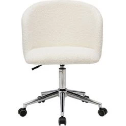 MILIBOO Fauteuil De Bureau En Tissu Effet Laine Bouclée VANITY - Blanc