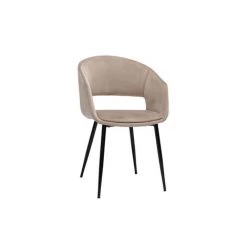 MILIBOO Chaise Design En Velours Taupe Et Pieds En Métal Noir PRISMA - Taupe Velours -France MILIBOO Soldes 2022 61113118 2