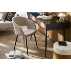 MILIBOO Chaise Design En Velours Taupe Et Pieds En Métal Noir PRISMA - Taupe Velours -France MILIBOO Soldes 2022 61113118 5