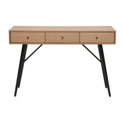 MILIBOO Console 3 Tiroirs En Bois Clair Et Métal Noir L120 Cm ALSTORIA - Naturel