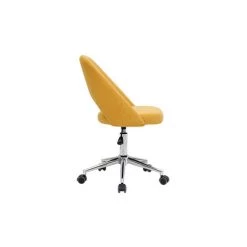 MILIBOO Chaise De Bureau En Tissu Effet Velours Texturé Jaune Moutarde Et Pied Chromé COSETTE - Jaune Velours -France MILIBOO Soldes 2022 61192909 3