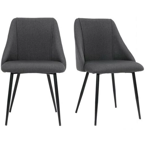 MILIBOO Chaises En Tissu Gris Foncé Et Pieds Métal (lot De 2) HIGGINS - Gris Foncé 3 MILIBOO Chaises En Tissu Gris Foncé Et Pieds Métal (lot De 2) HIGGINS - Gris Foncé