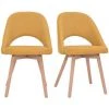 MILIBOO Chaises Scandinaves En Tissu Effet Velours Texturé Jaune Moutarde Et Pieds Hêtre Massif (lot De 2) COSETTE - Jaune Velours