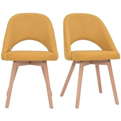 MILIBOO Chaises Scandinaves En Tissu Effet Velours Texturé Jaune Moutarde Et Pieds Hêtre Massif (lot De 2) COSETTE - Jaune Velours 3 MILIBOO Chaises Scandinaves En Tissu Effet Velours Texturé Jaune Moutarde Et Pieds Hêtre Massif (lot De 2) COSETTE - Jaune Velours