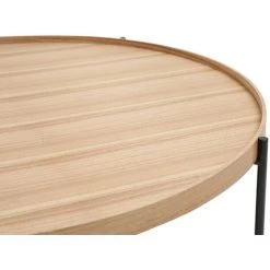 MILIBOO Table Basse Ronde En Bois Clair Et Métal Noir D90 Cm BASSY - Frêne -France MILIBOO Soldes 2022 61192937 3