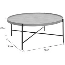 MILIBOO Table Basse Ronde En Bois Clair Et Métal Noir D90 Cm BASSY - Frêne -France MILIBOO Soldes 2022 61192937 4