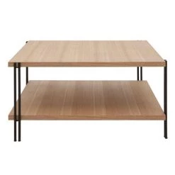 MILIBOO Table Basse Carrée Avec Double Plateau Bois Clair Et Métal Noir HARLAN - Naturel