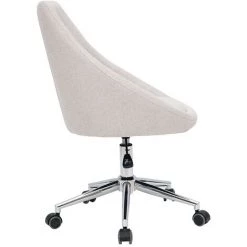 MILIBOO Chaise De Bureau Design Tissu Effet Velours Texturé Beige Et Acier Chromé BOOMER - Beige Velours -France MILIBOO Soldes 2022 61192972 3