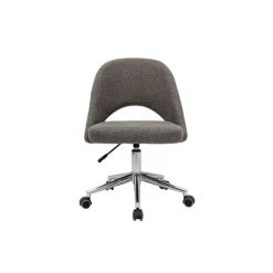 MILIBOO Chaise De Bureau En Tissu Effet Velours Texturé Gris Et Pied Chromé COSETTE - Gris Velours
