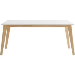 MILIBOO Table à Manger Extensible Blanche Et Bois Clair L160-205 Cm SWAD - Blanc