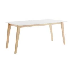 MILIBOO Table à Manger Extensible Blanche Et Bois Clair L160-205 Cm SWAD - Blanc -France MILIBOO Soldes 2022 61403702 3