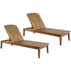 MILIBOO Bains De Soleil En Acacia Massif (lot De 2) CANOPEE - Naturel