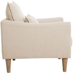 MILIBOO Fauteuil Scandinave En Tissu Beige Et Hévéa Massif KATE - Beige Naturel -France MILIBOO Soldes 2022 62894767 3