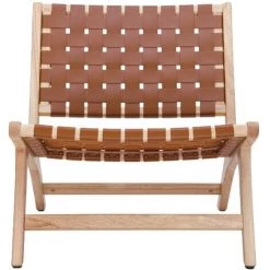 MILIBOO Fauteuil Ethnique En Bois Et Lanières Tressées Marron BONDI - Marron Clair