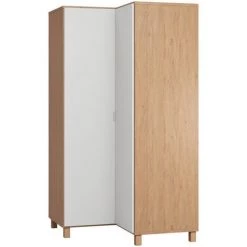 MILIBOO Armoire D'angle Avec Penderie Et étagères Bois Et Blanc ORKIS - Blanc