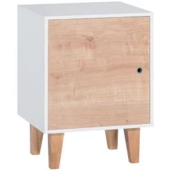 MILIBOO Table De Chevet Blanc Et Bois Clair LISBET - Chêne Clair