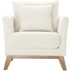 MILIBOO Fauteuil Scandinave Déhoussable Blanc Effet Laine Bouclée OSLO - Blanc