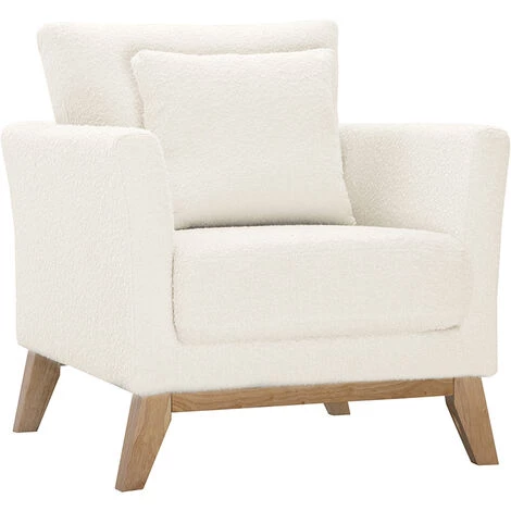 MILIBOO Fauteuil Scandinave Déhoussable Blanc Effet Laine Bouclée OSLO - Blanc 4 MILIBOO Fauteuil Scandinave Déhoussable Blanc Effet Laine Bouclée OSLO - Blanc – Image 2