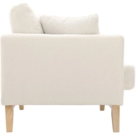 MILIBOO Canapé Scandinave 2 Places Déhoussable Blanc Effet Laine Bouclée Et Pieds Bois OSLO - Blanc 5 MILIBOO Canapé Scandinave 2 Places Déhoussable Blanc Effet Laine Bouclée Et Pieds Bois OSLO - Blanc – Image 3
