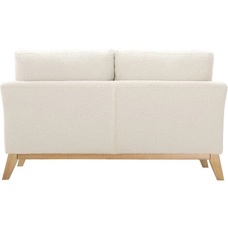 MILIBOO Canapé Scandinave 2 Places Déhoussable Blanc Effet Laine Bouclée Et Pieds Bois OSLO - Blanc 6 MILIBOO Canapé Scandinave 2 Places Déhoussable Blanc Effet Laine Bouclée Et Pieds Bois OSLO - Blanc – Image 4