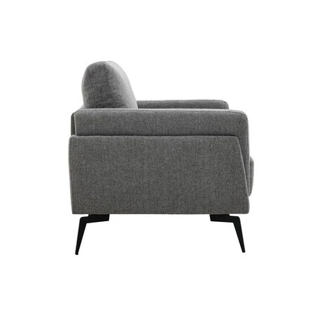 MILIBOO Fauteuil En Tissu Effet Velours Texturé Gris MOSCO - Gris Velours 5 MILIBOO Fauteuil En Tissu Effet Velours Texturé Gris MOSCO - Gris Velours – Image 3