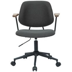 MILIBOO Chaise De Bureau Tissu Gris Anthracite, Chêne Massif Et Métal BARNET - Gris Foncé