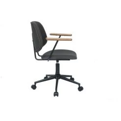 MILIBOO Chaise De Bureau Tissu Gris Anthracite, Chêne Massif Et Métal BARNET - Gris Foncé -France MILIBOO Soldes 2022 63889202 3