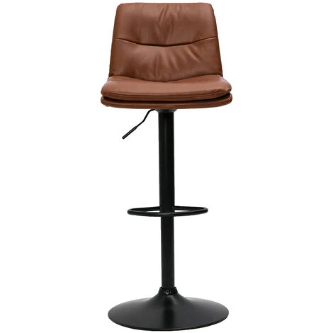 MILIBOO Tabourets De Bar Réglables En Polyuréthane Marron Et Métal Noir (lot De 2) ZUCK - Marron Clair 4 MILIBOO Tabourets De Bar Réglables En Polyuréthane Marron Et Métal Noir (lot De 2) ZUCK - Marron Clair – Image 2