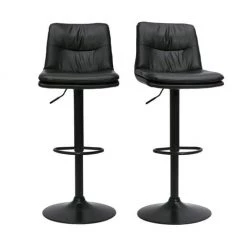 MILIBOO Tabourets De Bar Réglables En Polyuréthane Noir Et Métal Noir (lot De 2) ZUCK - Noir